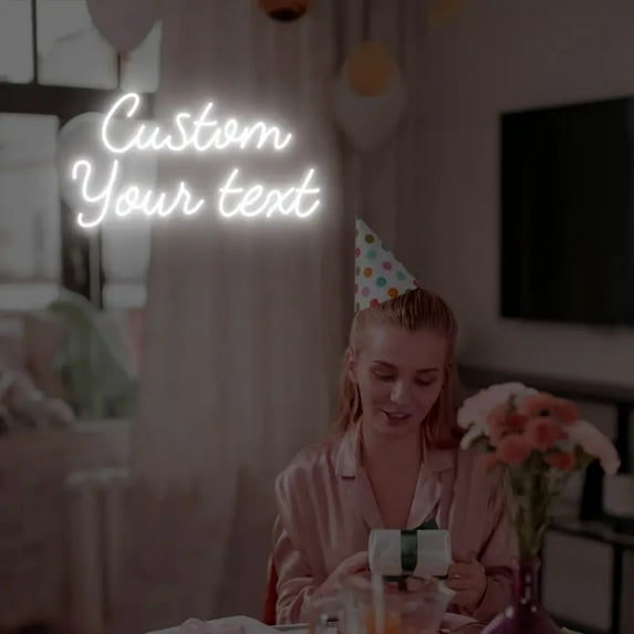 UPONRAY Two Lines Custom Neon Signs, Usb Powered with Adjustable Brightness Wall Decor for Gifts, Cool White, 16 inch