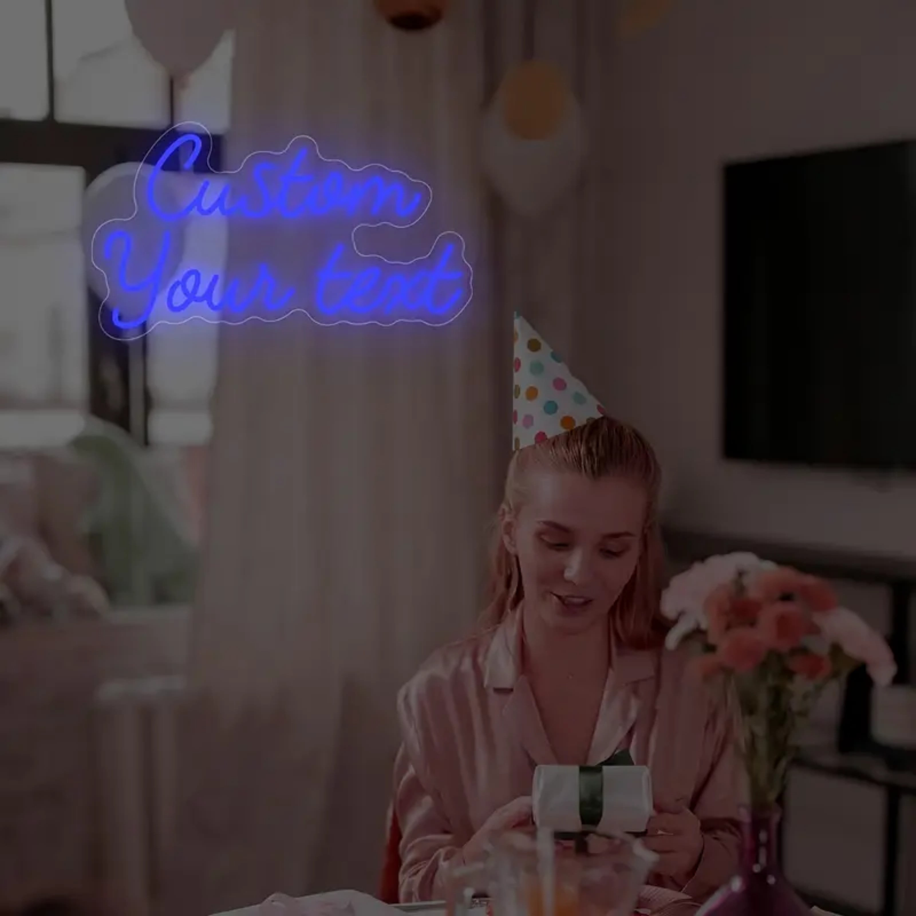 UPONRAY Two Lines Custom Neon Signs, Usb Powered with Adjustable Brightness Wall Decor for Gifts, Dark Blue, 22 inch