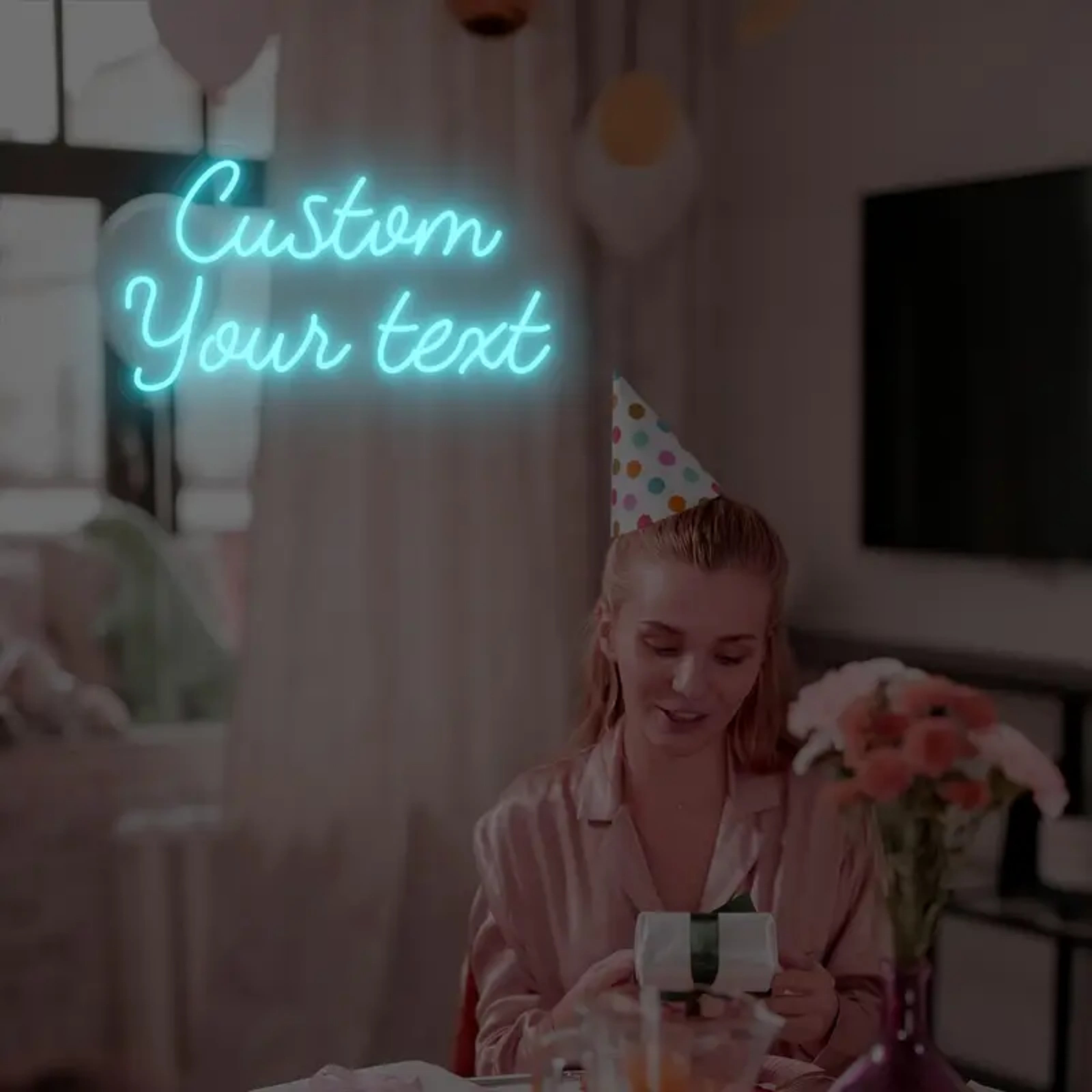 UPONRAY Two Lines Custom Neon Signs, Usb Powered with Adjustable Brightness Wall Decor for Gifts, Ice Blue, 16 inch