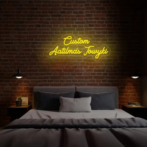 UPONRAY Two Lines Custom Neon Signs, Usb Powered with Adjustable Brightness Wall Decor for Gifts, Lemon Yellow, 16 inch