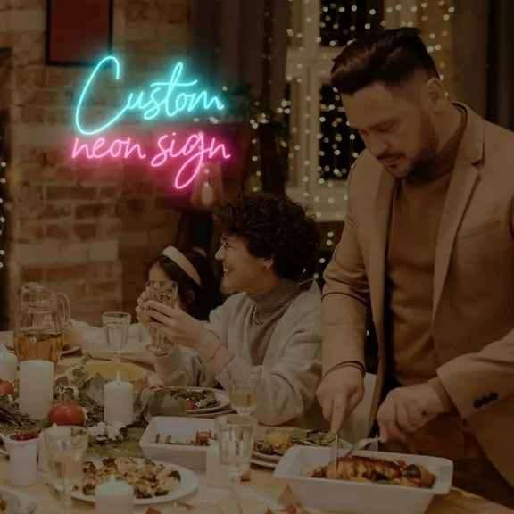 UPONRAY Two Lines Multicolor Custom Neon Signs, Usb Powered with Adjustable Brightness Wall Decor for Gifts, Ice Blue + Pink