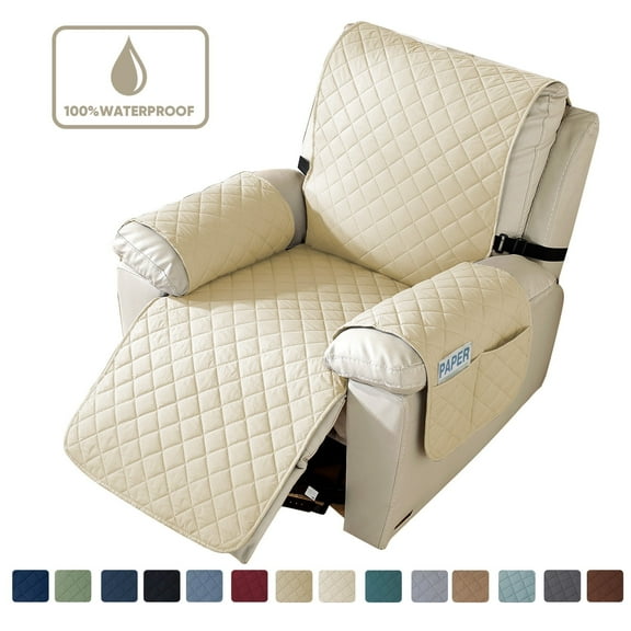 UPONRAY Waterproof Recliner Chair Cover, Non-Slip & Washable Furniture Protectors Recliner Cover for Kids Pet Dog(28 Inch,Beige)