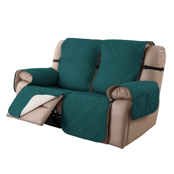UPONRAY Waterproof Recliner Covers, Non-Slip 2 Seater Recliner Chair Covers, Washable Furniture Protectors Reclining Chair Cover for Kids Pet Dog(2 Seater,Blackish Green)
