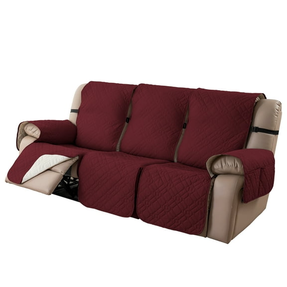 UPONRAY Waterproof Recliner Covers, Non-Slip 3 Seater Recliner Chair Covers, Washable Furniture Protectors Reclining Chair Cover for Kids Pet Dog(3 Seater,Red)