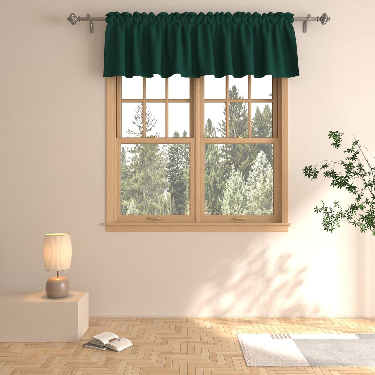 UPOPO Green Valance Curtain Topper 14 inches Long Kitchen Window