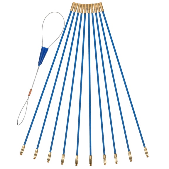 UPOUART 1 Copper Hook Fish Tape Cable Rods Blue for Electrical Cable Installation with Rigidity 12.99*0.02*0.02in