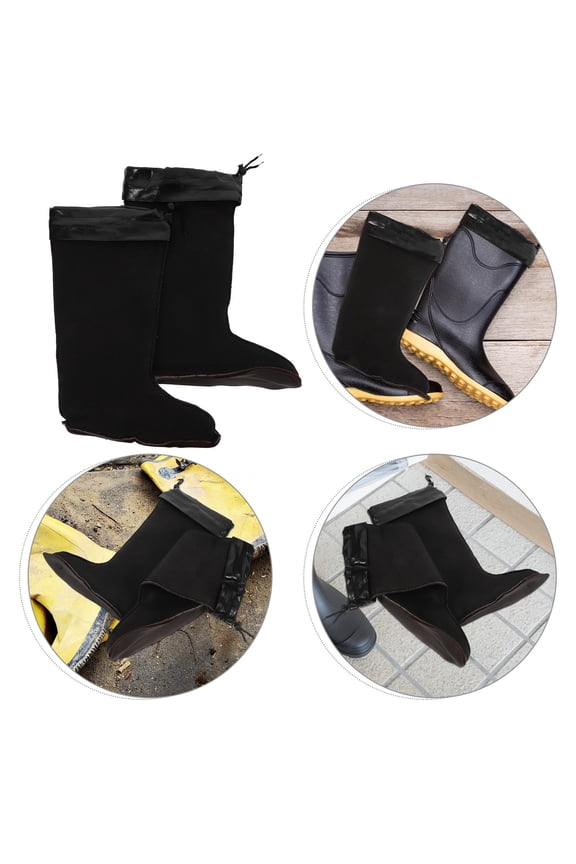 1 Pair Boot Liners Black Waterproof Warmth Protection for Men's Boots