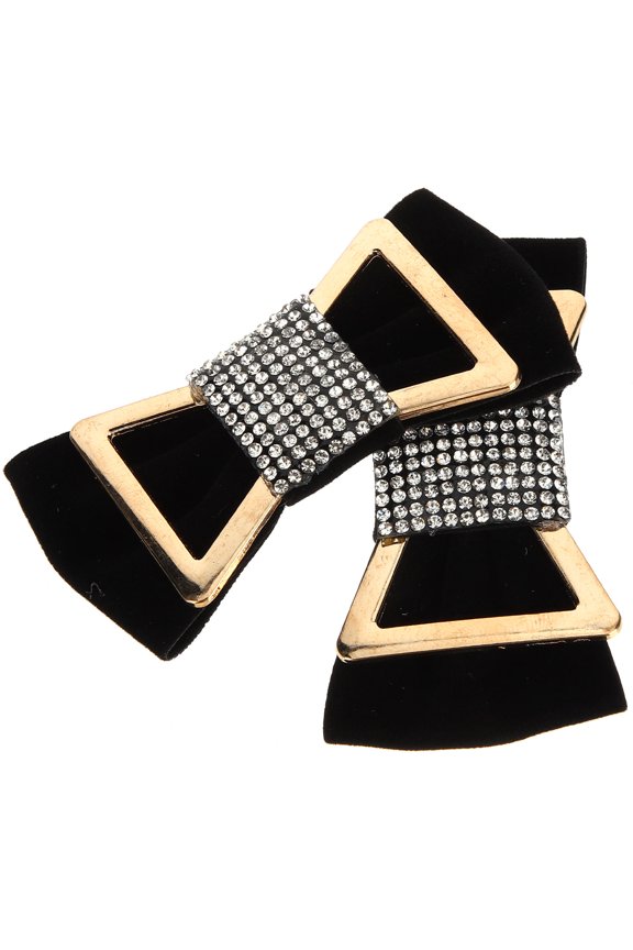 1 Pair Bow Decorations With Velour And Rhinestones For Women Girls Elegant Style