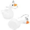 thumbnail image 1 of UPOUART 1 Pair Farm Animal Goose Earrings White Resin Dangle Lightweight Simple Design for Teens and Young Adults, 1 of 8