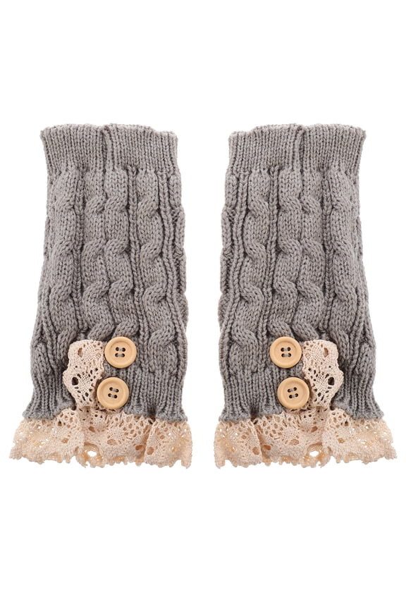 1 Pair Knitted Boot Cuff for Women in Dark Grey with Leg Line Modification Style