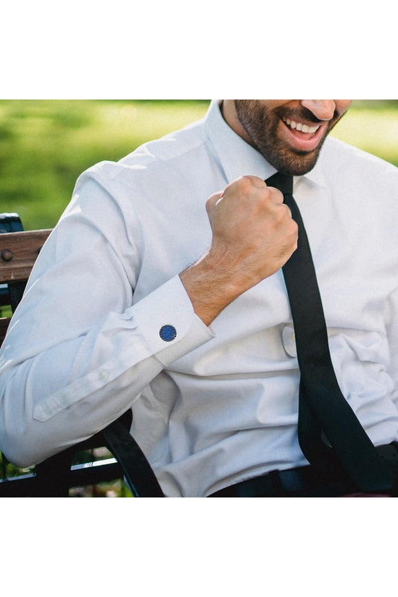 1Pair Black Cuff Links for Men with Speedometer Design Classic French Metal Cufflinks