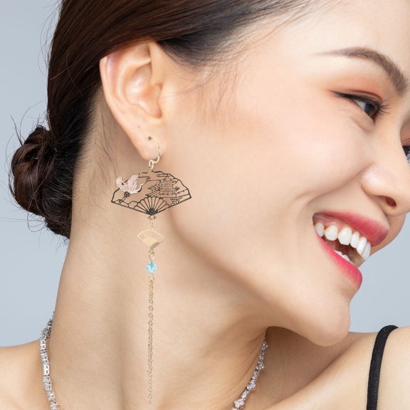 UPOUART 1 Pair Tassel Dangle Earrings for Women Alloy Chinese Style Assorted Color