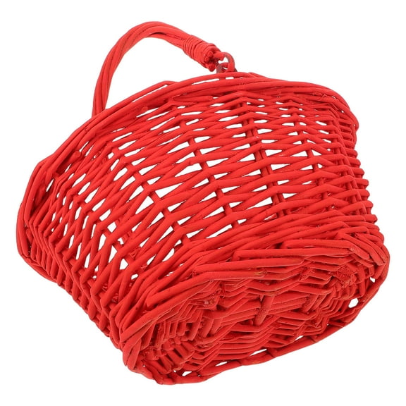 UPOUART Red Rattan Garden Basket Handwoven Outdoor Camping Storage Decorative Basket for Patio and Home