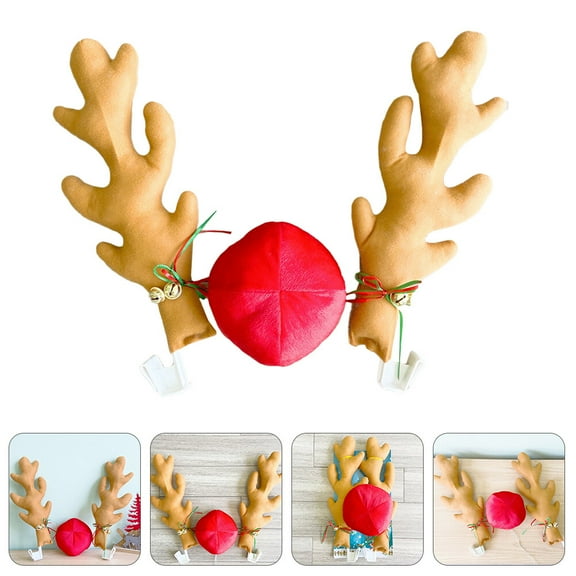 UPOUART Reindeer Antlers Car Decoration Assorted Color Cotton 1Set 17.7X4.7In