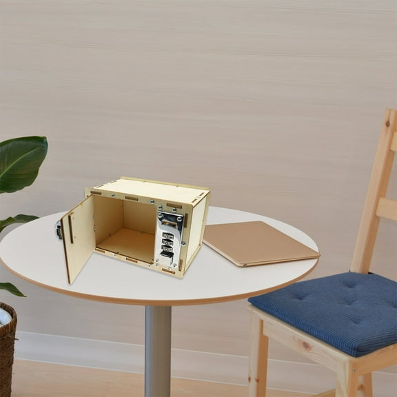 UPOUART 1 Set Locking Storage Bin DIY Password Case Wood for Children's Education