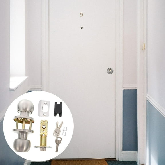 UPOUART 1 Set Silver Round Door Knob With For Hotel Owners Security Locking