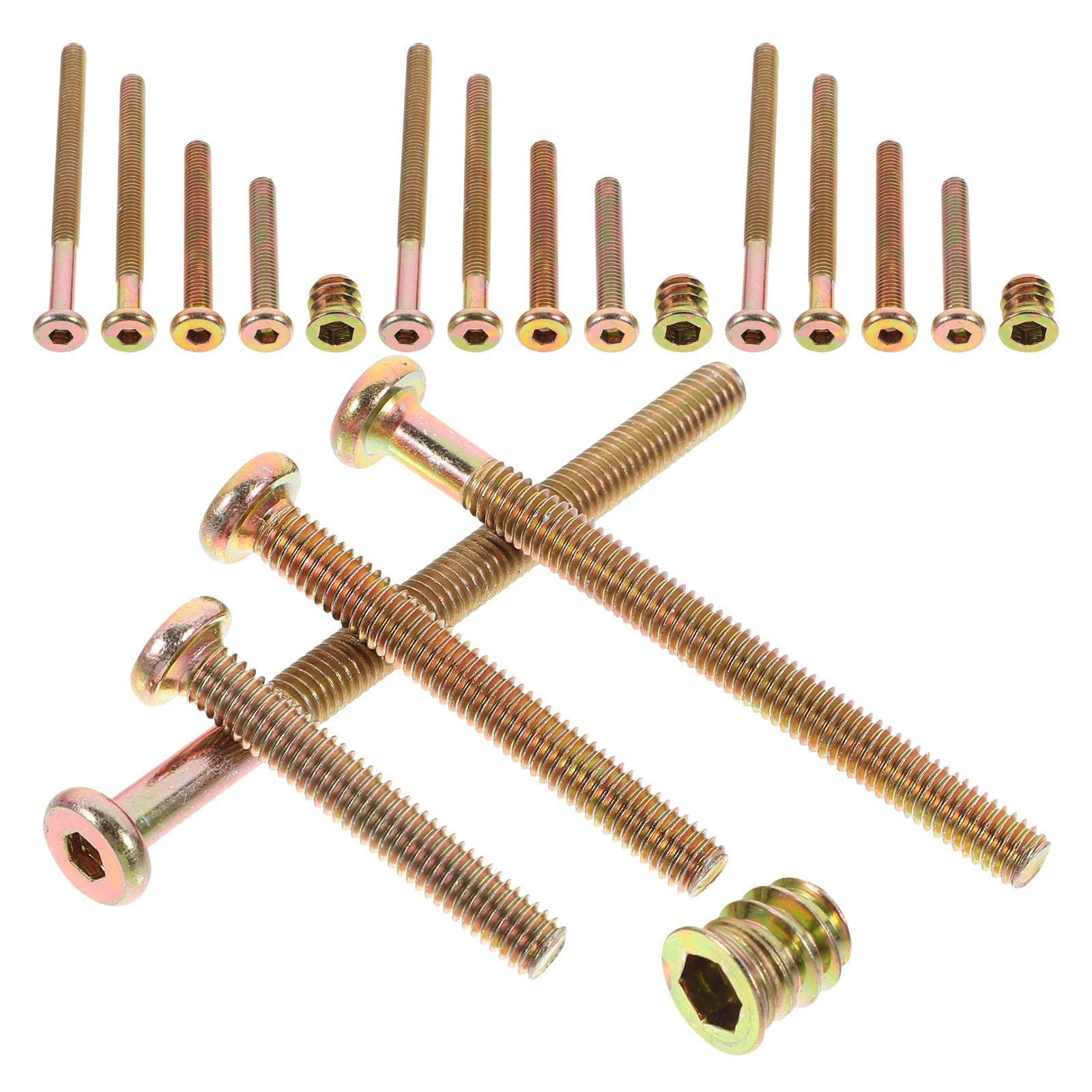 UPOUART Threaded Inserts for Furniture with Fasteners, Carbon Steel Hardware Set for Wood Repair and Assembly