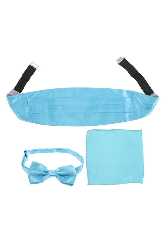 Cummerbund and Bow Tie Set with Pocket Square for Men Formal Wear Accessories