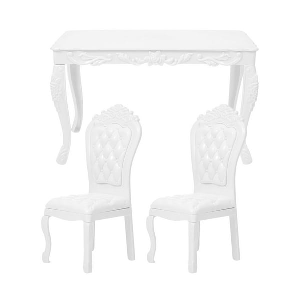 UPOUART 1 Set of Miniature Table and Chairs Set White Plastic Dollhouse Accessories