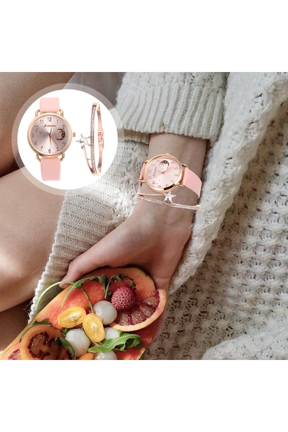 1 Set of Women's Mechanical Watches Moon Design Watch Bracelet for Women Casual Timekeeping