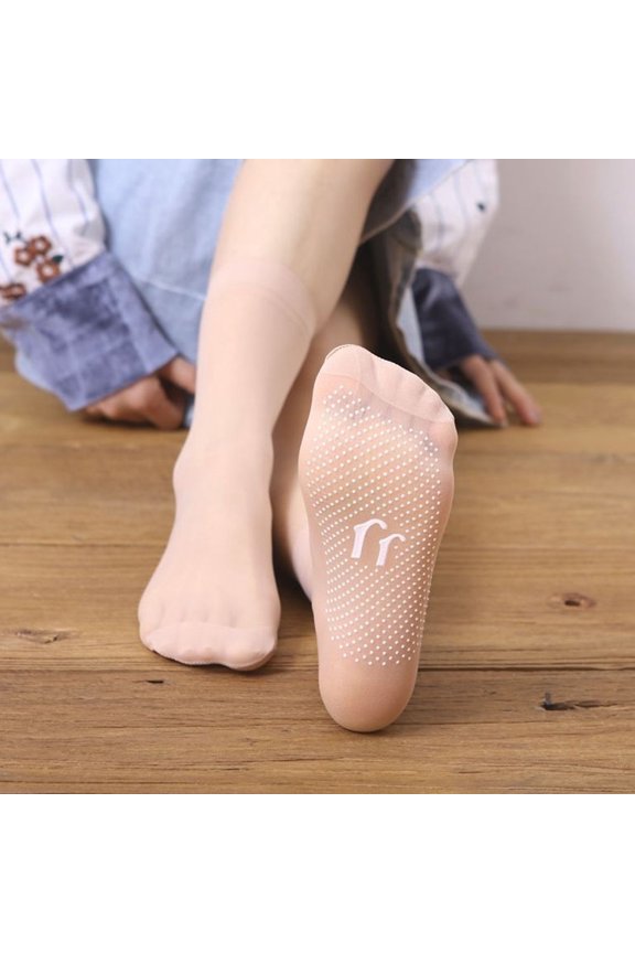 10 Pairs Classic Mid-tube Stockings Chinlon Beige Elastic Design for Women Costume Party