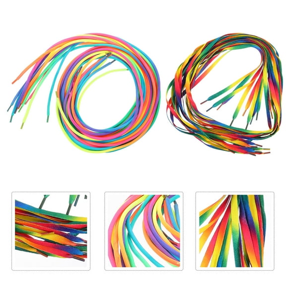 UPOUART 10 Pairs Gradient Color Shoe Laces Assorted Color Round Laces Easy Insertion for Shoes