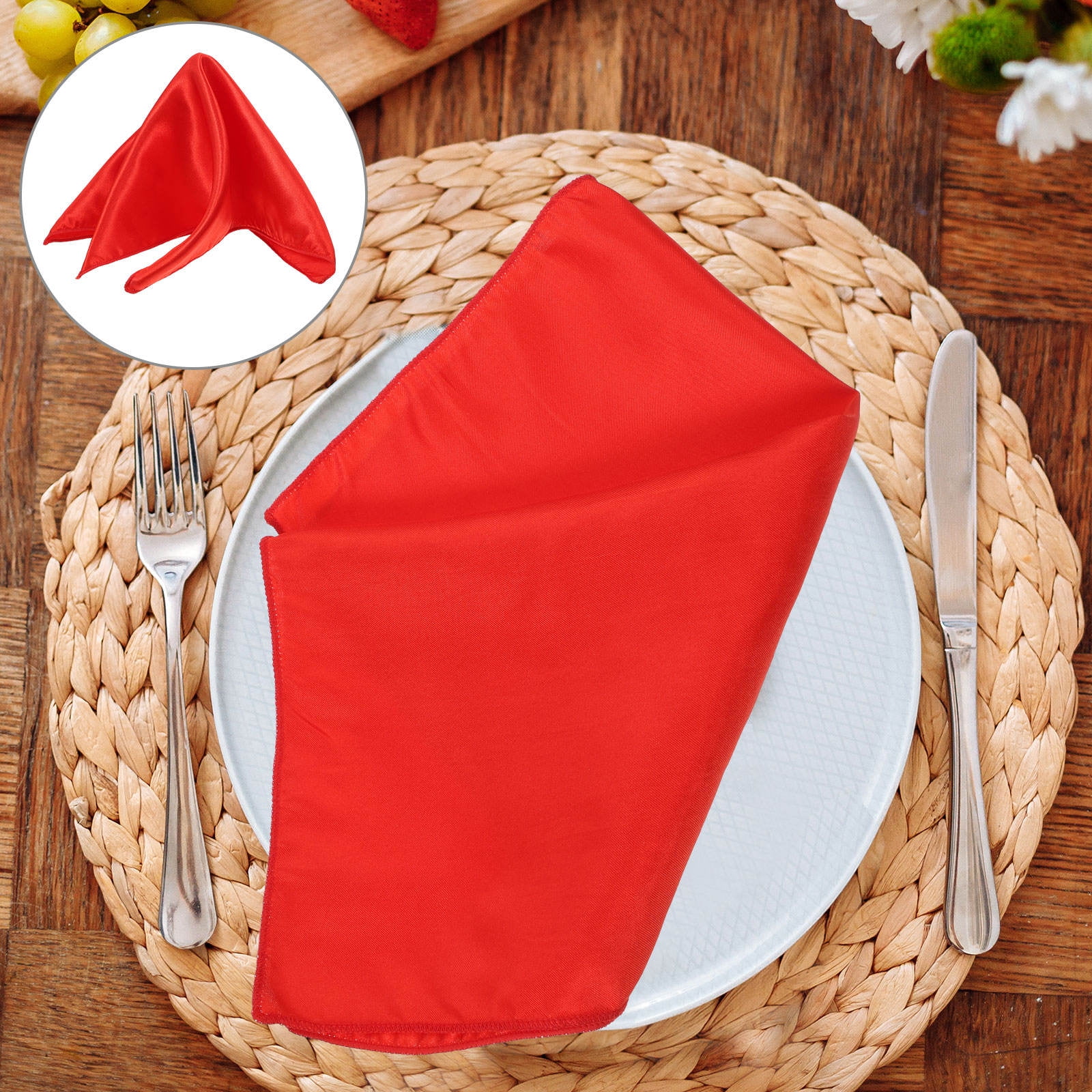 UPOUART No Iron Napkins Dinner Napkins Polyester Red 10Pcs 11.8In ...