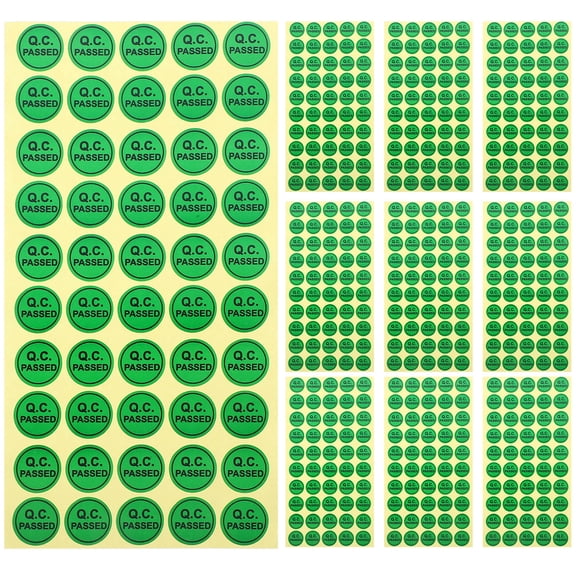 UPOUART 1000Pcs Self Adhesive Qc Passed Labels Green Quality Test Stickers for Warehouse Use