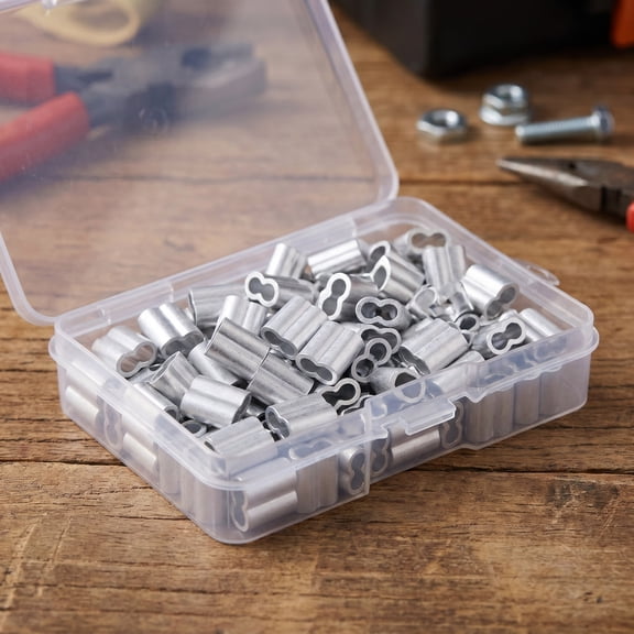 UPOUART 100Pcs 4Mm Aluminum Wire Rope Ferrules Double Barrel Crimp Sleeves for Marine and Deck Railings