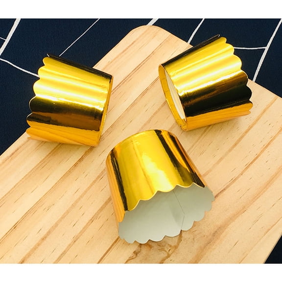 UPOUART 100Pcs Cupcake Baking Cups Golden Color for Wedding Birthday and Festive Dessert Use