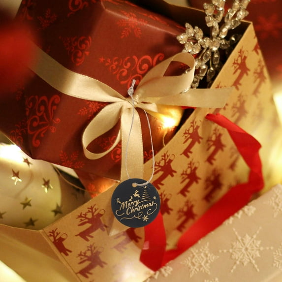 UPOUART 100Pcs Decorative Christmas Hanging Tags with Cotton String for Holiday Party Use