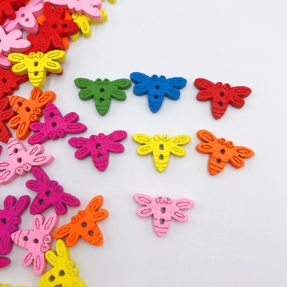 UPOUART 100Pcs Decorative Wooden Buttons Dragonfly Pattern with 2 Holes for Crafting and Sewing