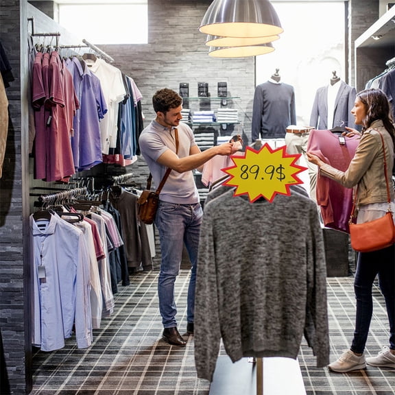 UPOUART 100Pcs Labels Paper Tags for Retail Stores Durable Writable Burst Star Cutout Signs