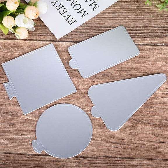 UPOUART 100Pcs Plated Silver Cardboard Cake Serving Base Eco Friendly Lightweight Portable for Cakes