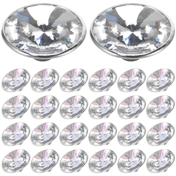 UPOUART 100Pcs Round Metal Rhinestone Buttons for Furniture Transparent 2x2cm