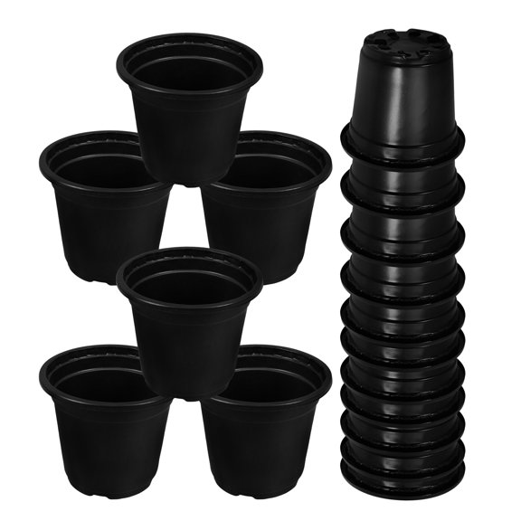 UPOUART 100pcs Balcony Planting Pot Black Polypropylene Simple Appearance Pot for Outdoor Planting