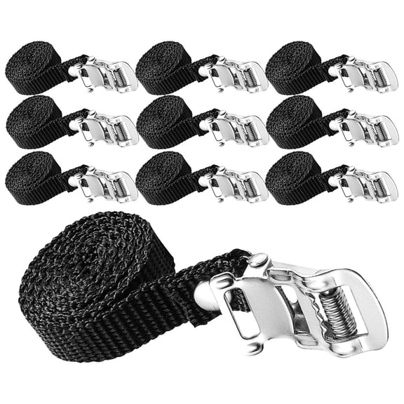 UPOUART 10Pcs Black Bike Pedal Straps Durable Alloy with Enhanced Grip for Exercise Bikes
