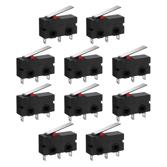 UPOUART 10Pcs Black Micro Straight Switch 125V 5 Amp Spdt for Audio and Communication Devices