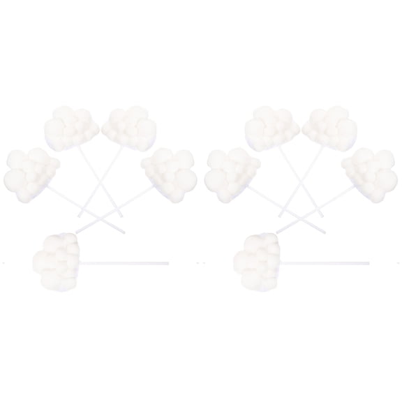 UPOUART 10Pcs Elegant White Cloud Cake Ornaments for Birthday and Wedding Party Decorations