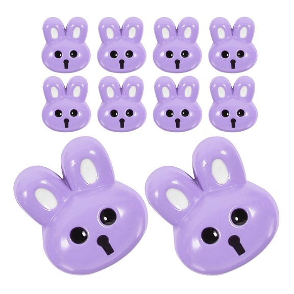 UPOUART 10Pcs Purple Resin Bunny Buttons Cute 3D Rabbit Embellishments for DIY Crafts