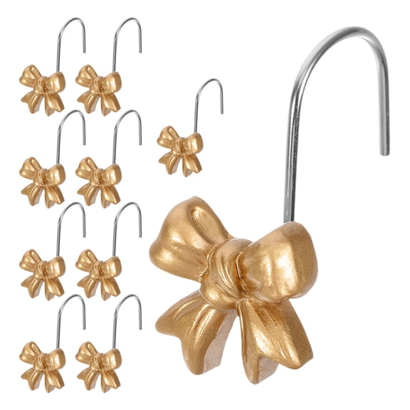 UPOUART 10Pcs Elegant Golden Resin Curtain Hooks for Bathroom Shower Curtain Accessories