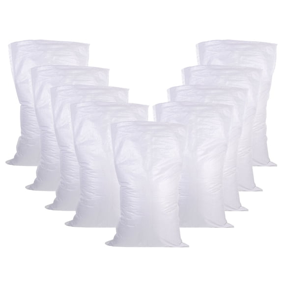 UPOUART 10Pcs Flood Barrier Sandbags White Woven Plastic Material Leak Proof Outdoor Use