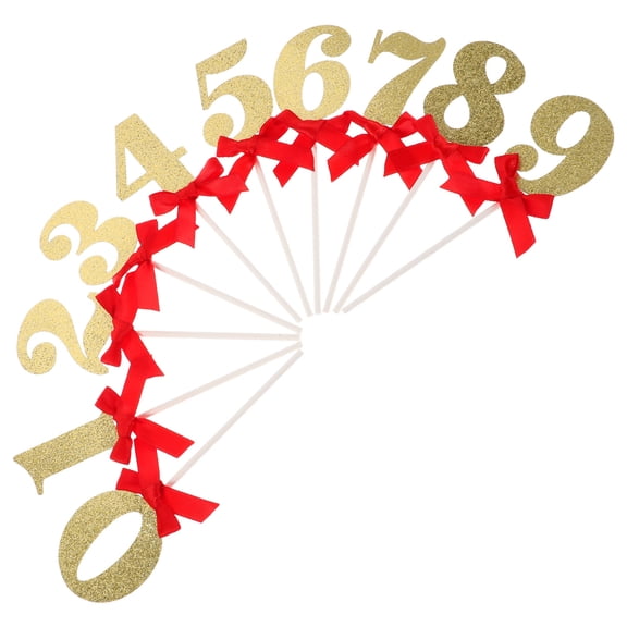 UPOUART 10Pcs Golden Cake Decoration Number for Celebration Easy Insertion Birthday Party