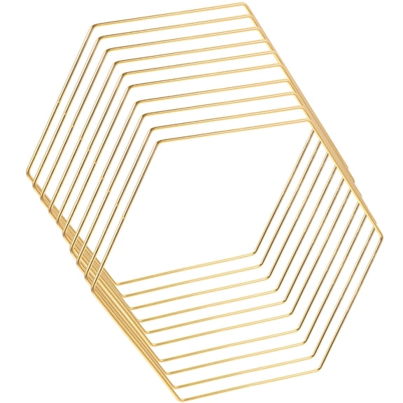 UPOUART 10Pcs Golden Iron Hoop Hexagon Frame for DIY Dreamcatcher Wall Hanging