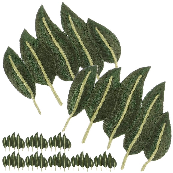UPOUART 10Pcs Green Leaf Fabric Patches Iron on Applique for Clothing Repair and Decoration