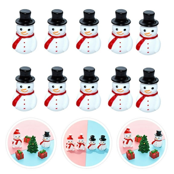 UPOUART Mini Snowman Resin Ornaments Black Office Decor Christmas 10Pcs 1.1X0.6X0.6In