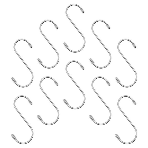 UPOUART 10Pcs Multi Functional Stainless Steel S Hooks Plated Silver for Kitchen Closet Hat Hanging