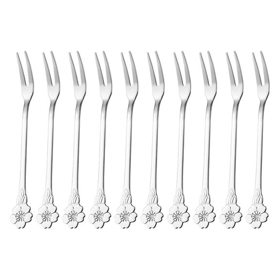 UPOUART 10Pcs Silver Stainless Steel Multipurpose Dessert Forks Ideal for Fruits Cake and Salad Serving