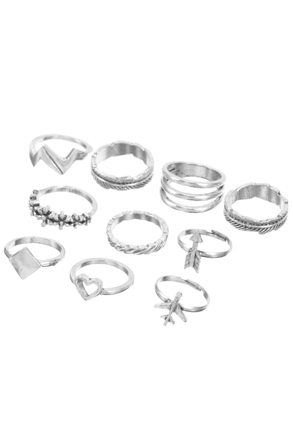 10Pcs Small Finger Rings with Heart Arrow and Flower Designs for Themed Festivals