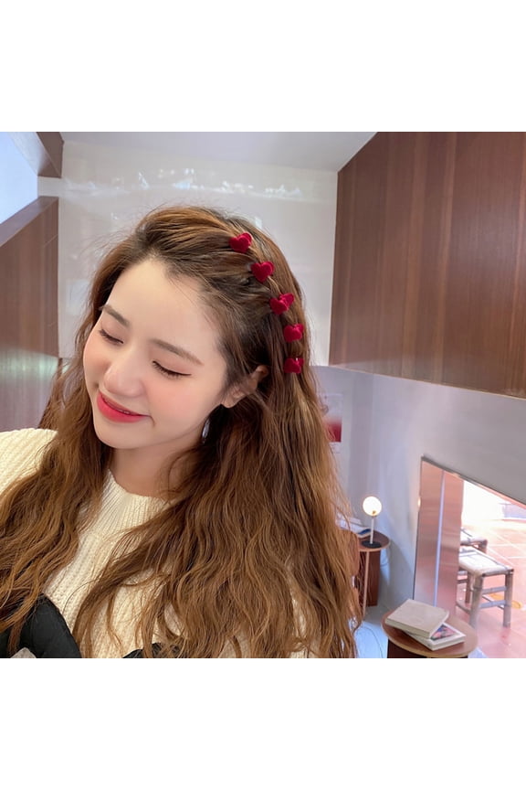 10Pcs Small Red Heart Hair Jaw Clip Durable Hair Clamp for Charming and Sweet Hairstyles